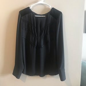 Ann Taylor black lace velvet blouse